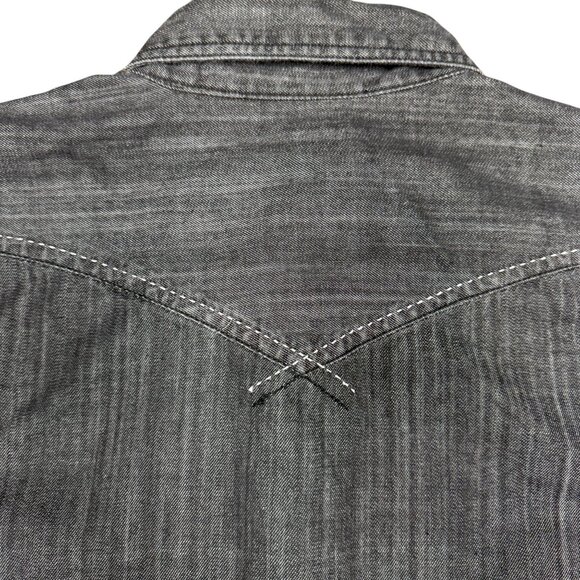 Men's AKADEMIKS AKDMS Long Sleeve Streetwear Black Chambray‎ Shirt- Size M - Picture 3 of 10
